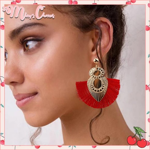 Mary's Cherries Boutique Jewelry - 🍒 EAGLE 🦅 Gold Tassel Drop Earrings